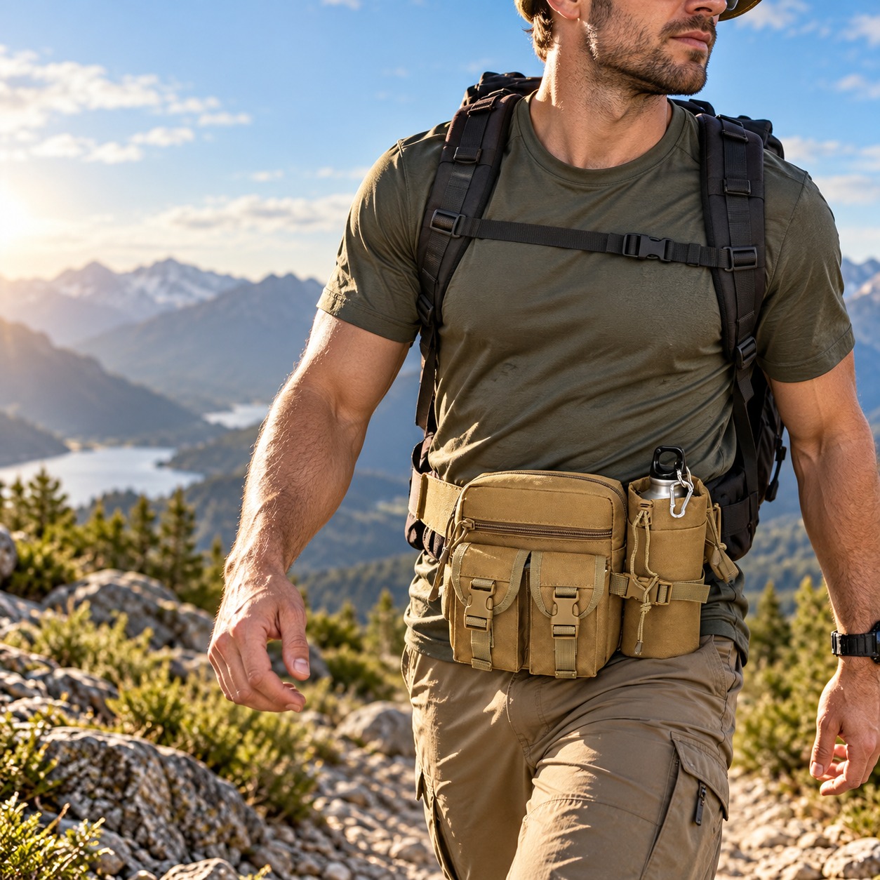 Hiking Backpack Waterproof - Multifunktionale Taktische Gürteltasche Wasserdichte Hüfttasche mit